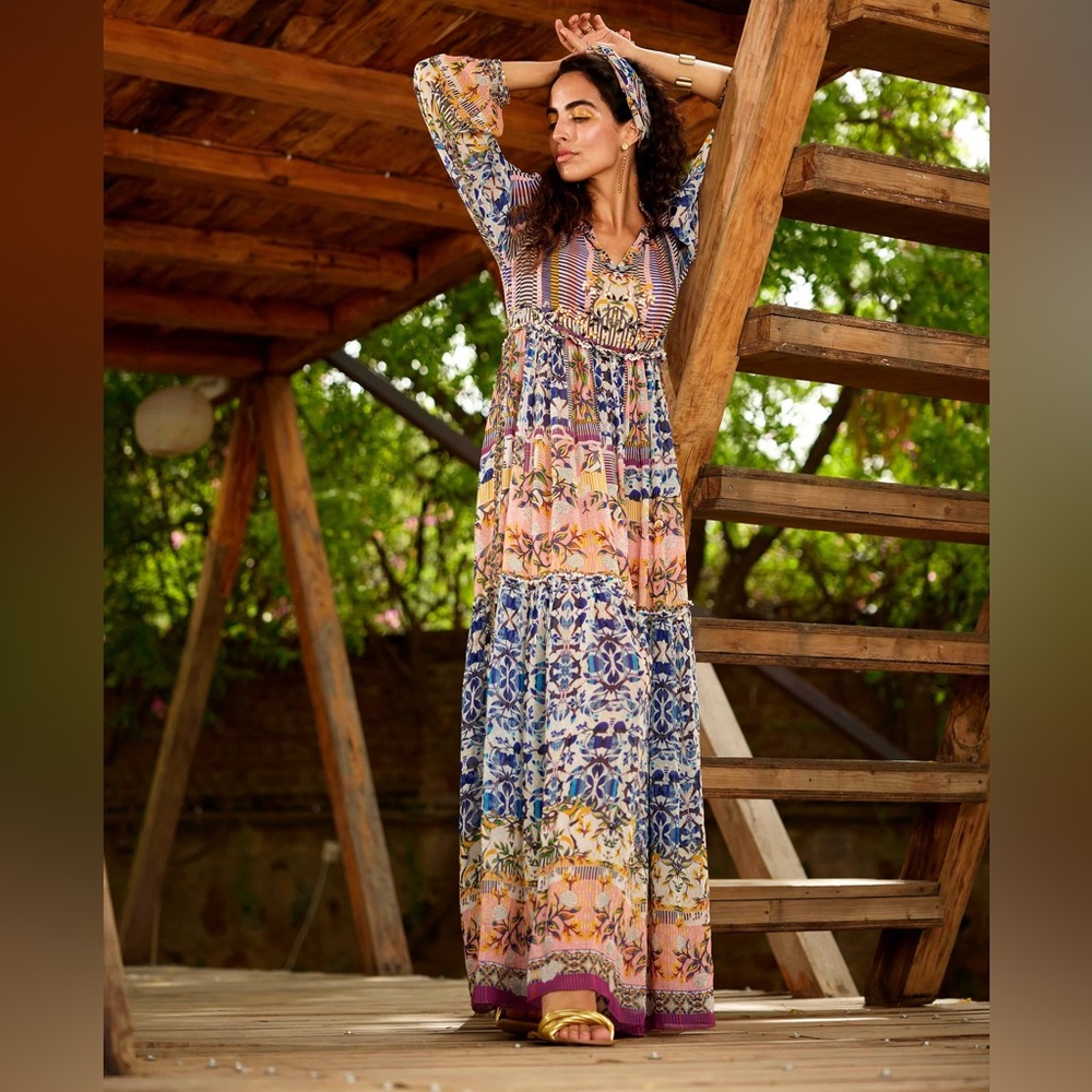 Anthropologie - ANASTASIA Colorful Boho MAXI DRESS - Size XS - Picture 4 of 16